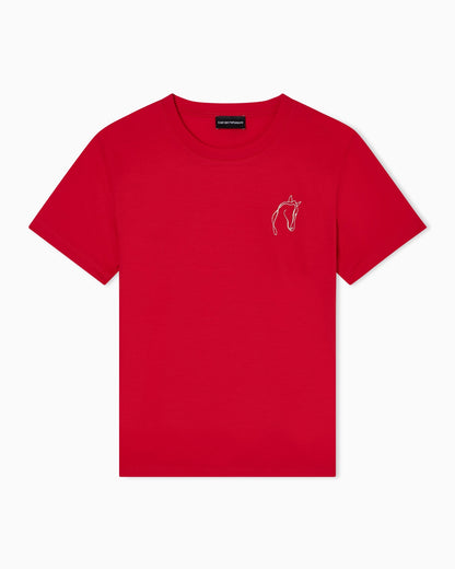 Lunar New Year slim-fit jersey T-shirt with rhinestone outline