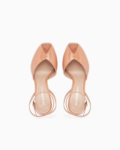 Patent leather open-toe heeled sandals