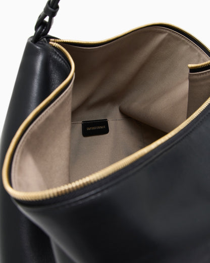 Leather oversized hobo bag