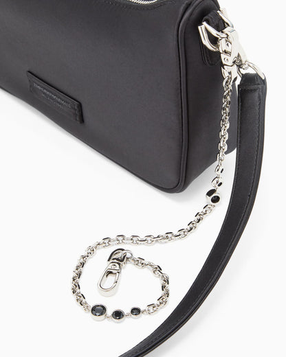 Satin shoulder bag with chain strap
