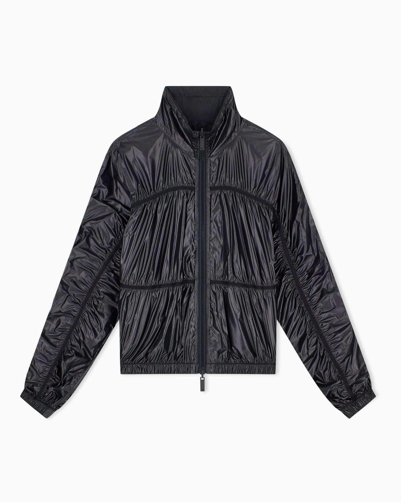 Reversible blouson jacket with matte and shiny finishes