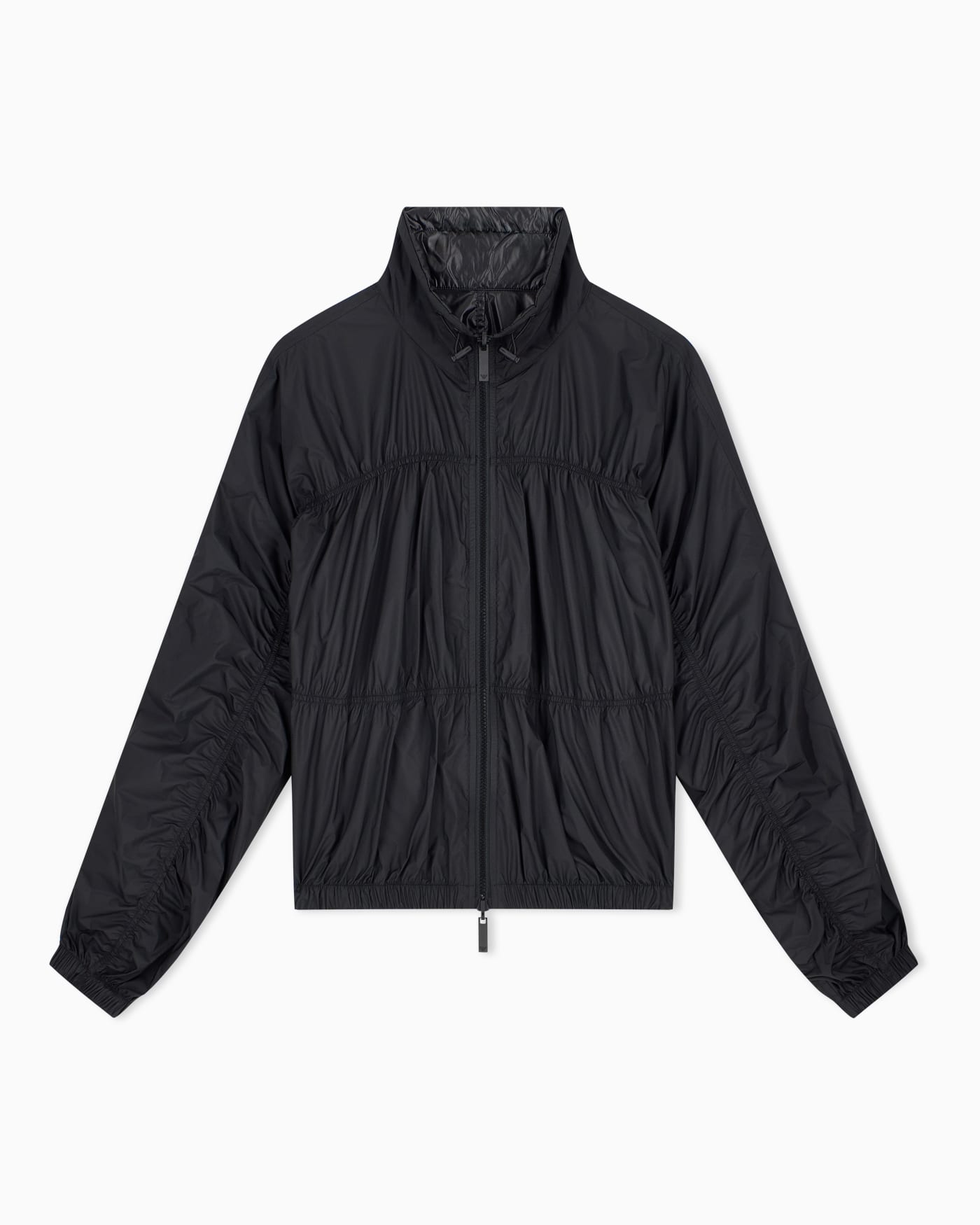 Reversible blouson jacket with matte and shiny finishes