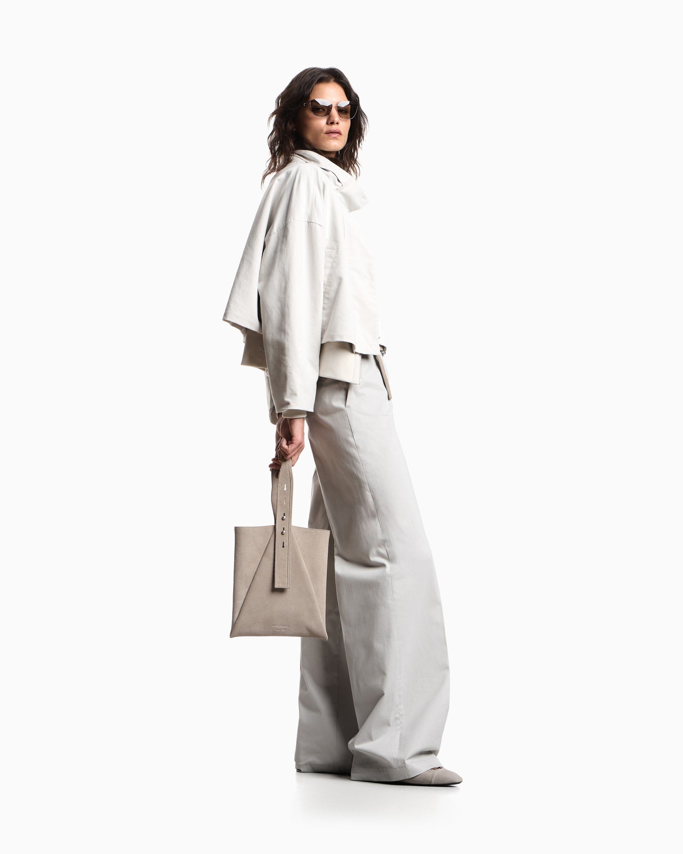 Blouson jacket in brushed techno cotton with a metal zipper