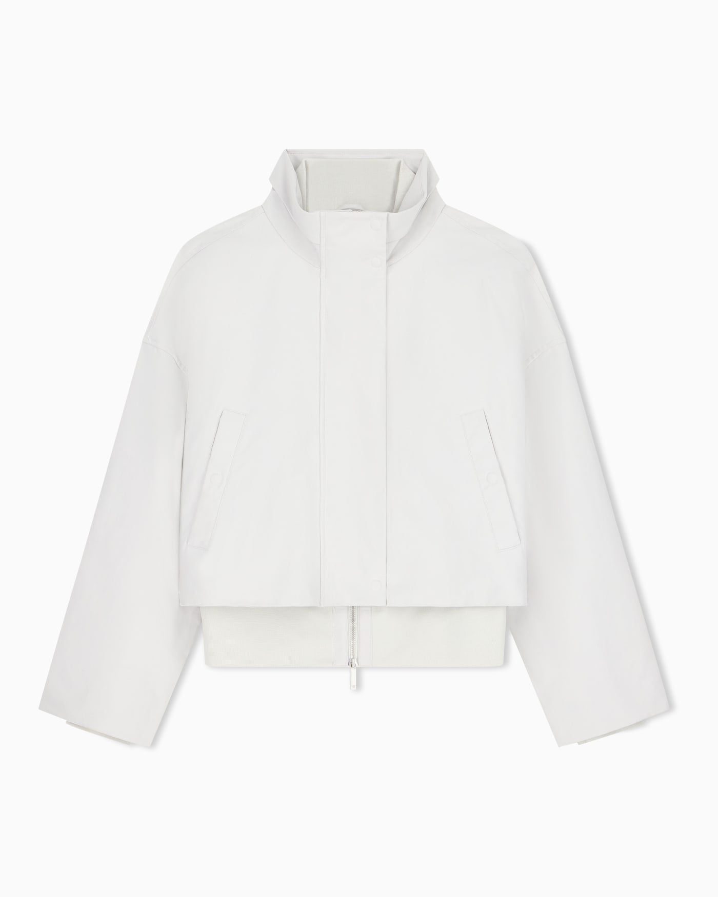 Blouson jacket in brushed techno cotton with a metal zipper