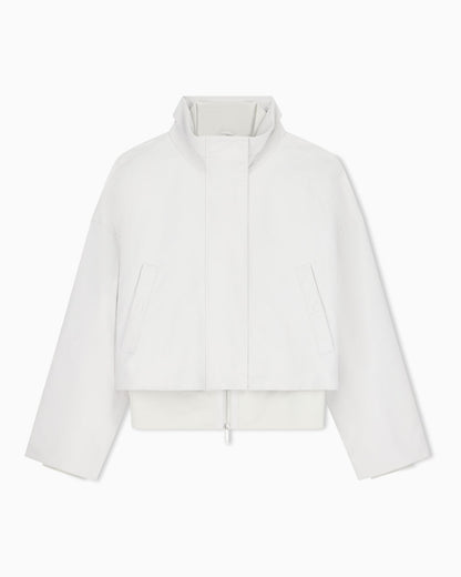 Blouson jacket in brushed techno cotton with a metal zipper