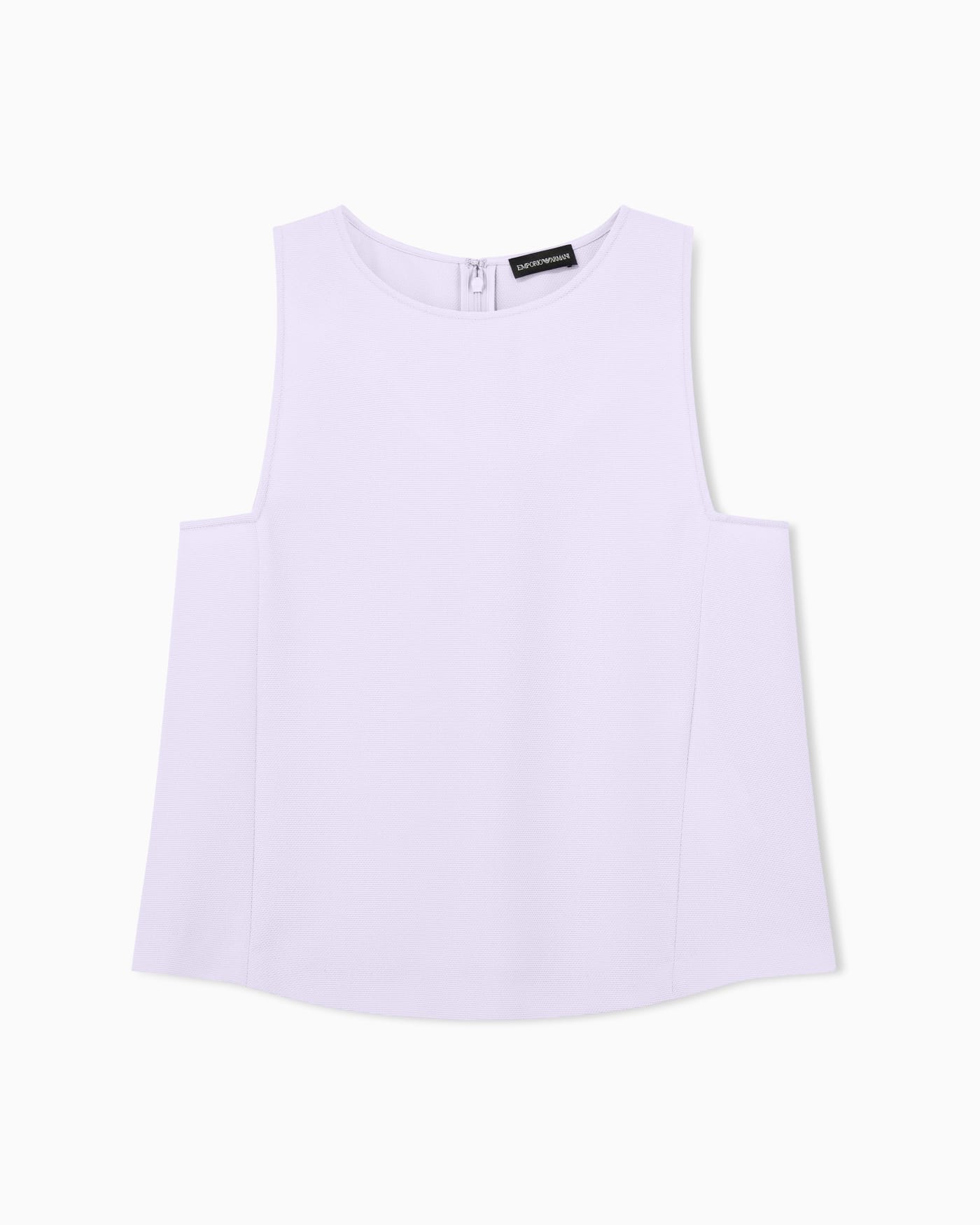 Textured sleeveless top with round neckline and back zip