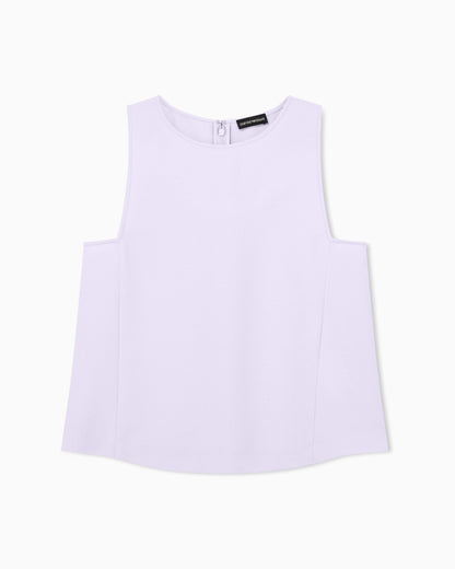 Textured sleeveless top with round neckline and back zip