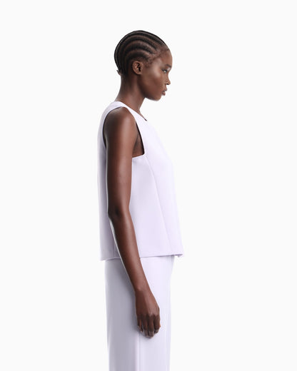 Textured sleeveless top with round neckline and back zip