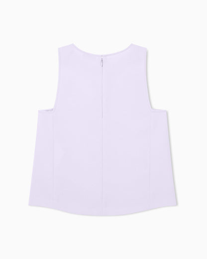 Textured sleeveless top with round neckline and back zip