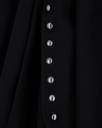 Unlined wrap skirt in techno cady with metallic buttons