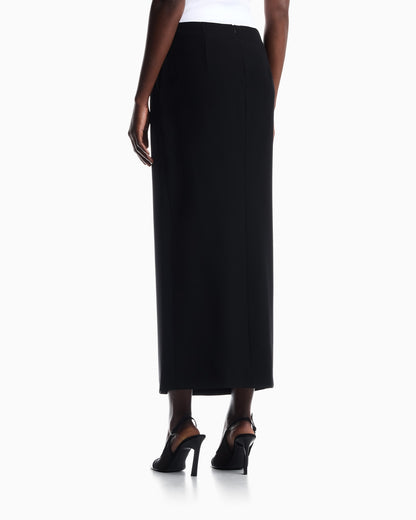 Unlined wrap skirt in techno cady with metallic buttons