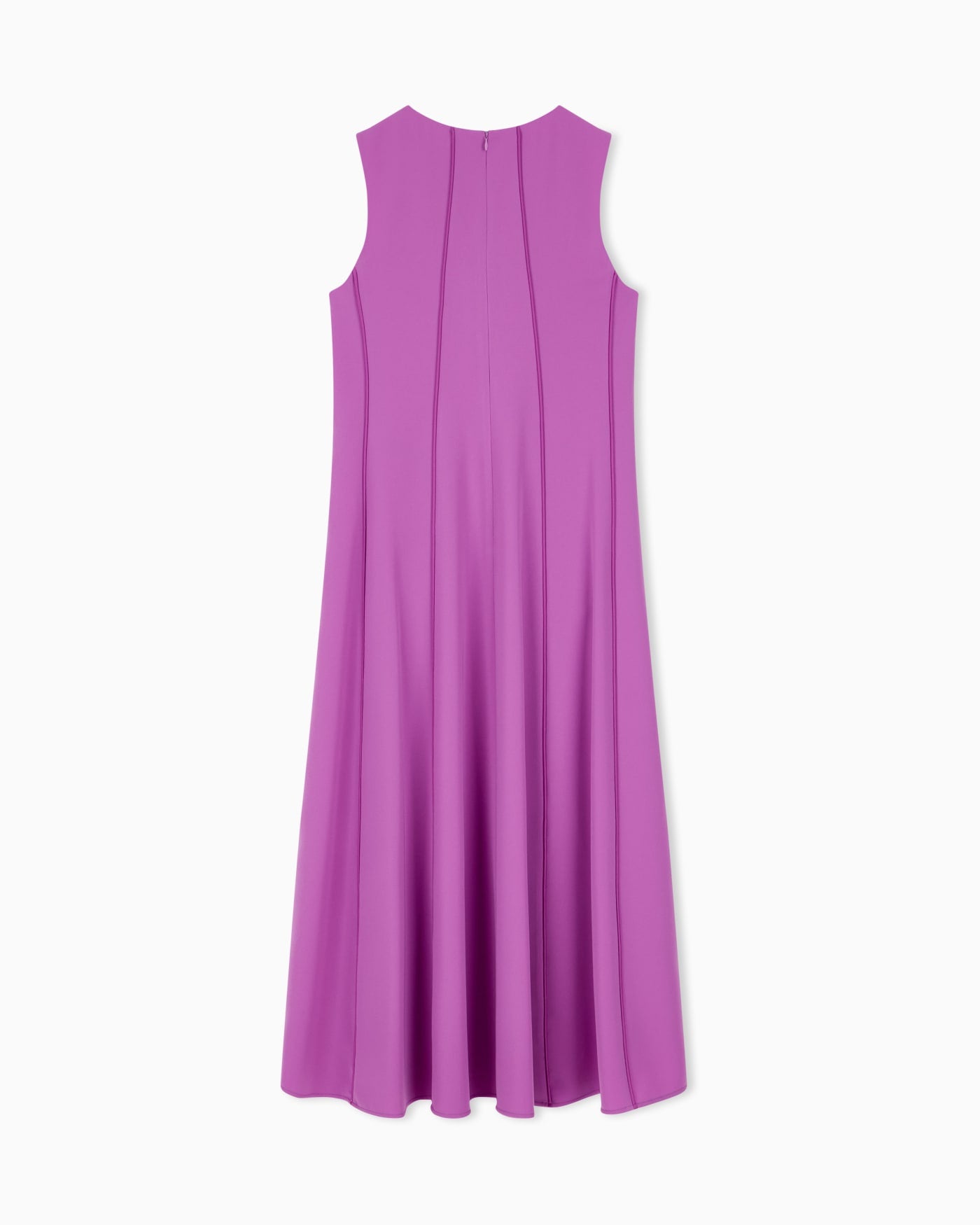 Sleeveless dress in techno cady with vertical piping