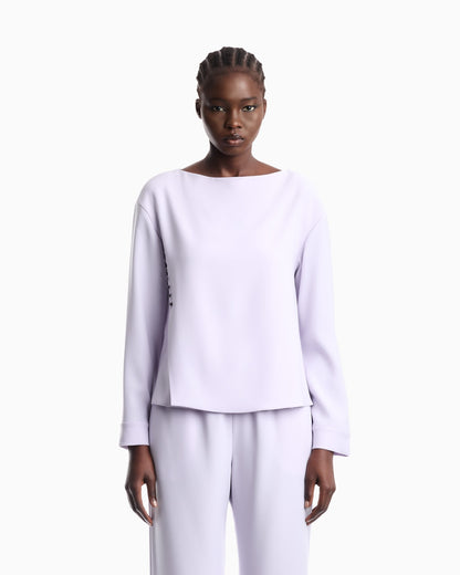 Unlined top in techno cady with stud rivets and buttonholes