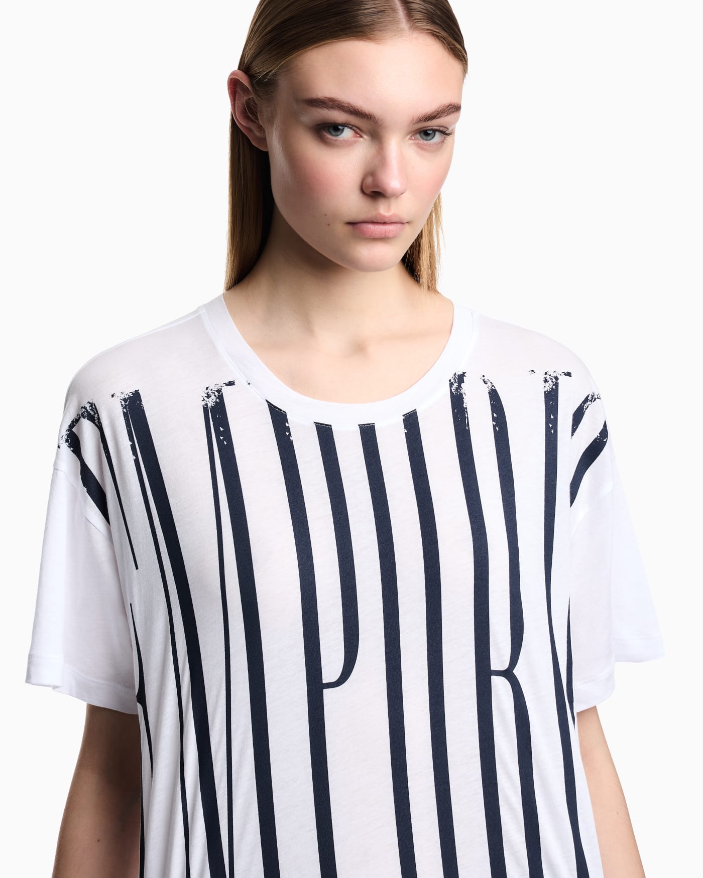 Lightweight jersey T-shirt with oversized Emporio lettering