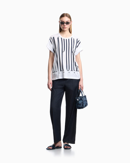 Lightweight jersey T-shirt with oversized Emporio lettering