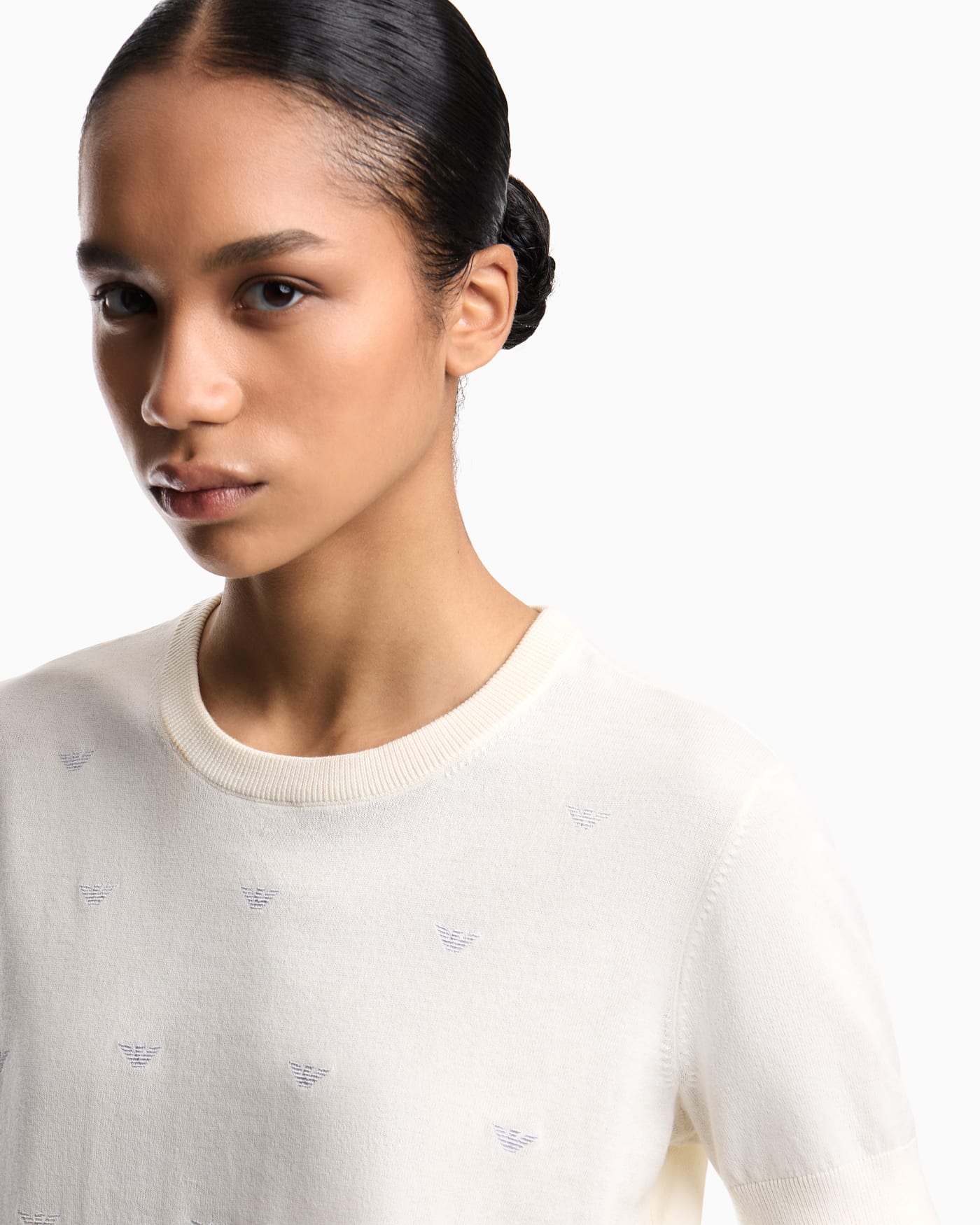 Jumper with all-over micro eagle embroidery