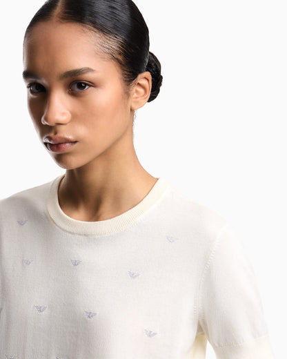 Jumper with all-over micro eagle embroidery