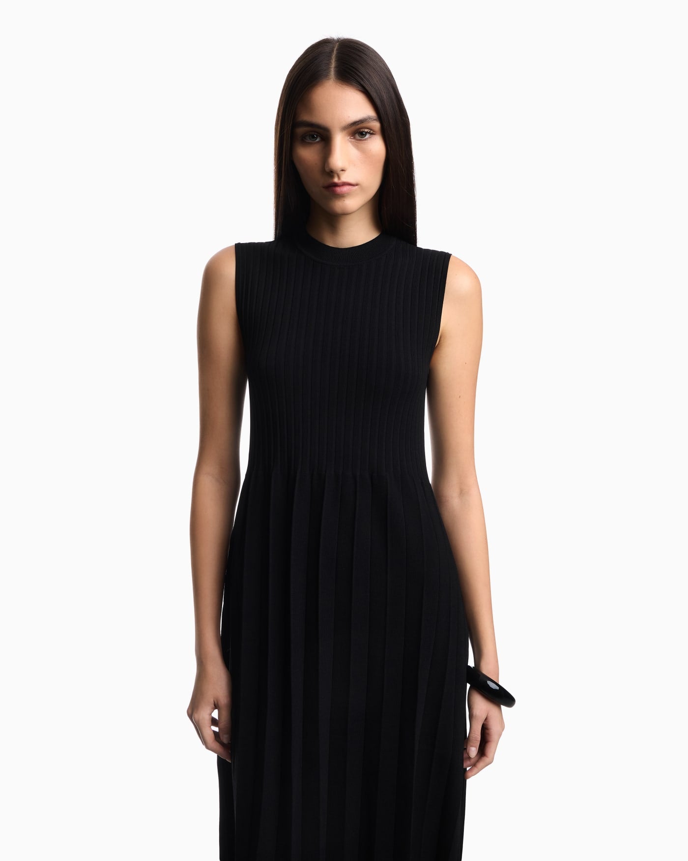 pleat-knit dress