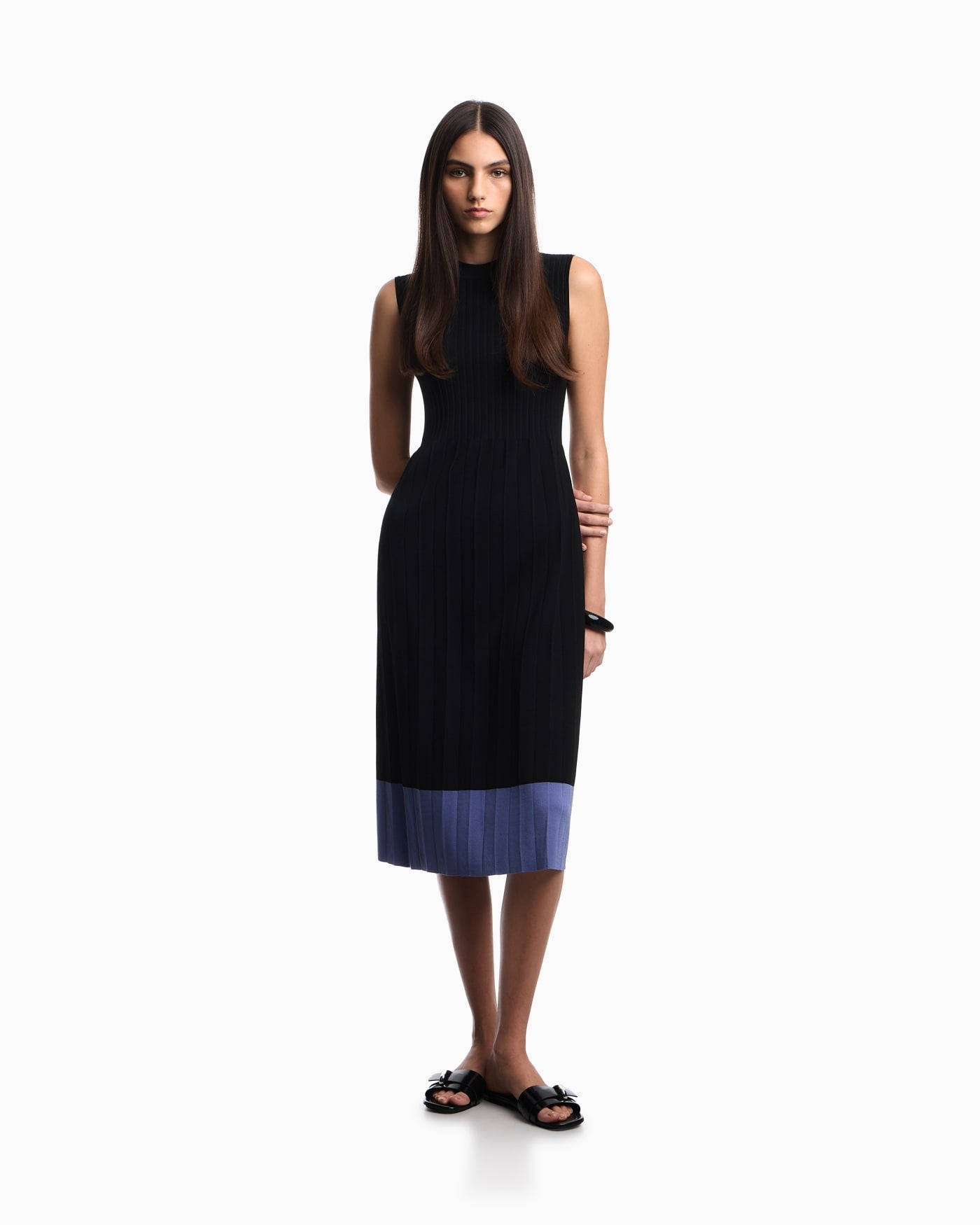 pleat-knit dress