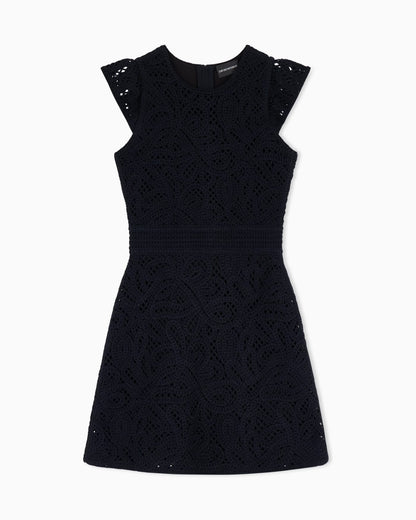 Dress in macramé-effect Cornely embroidered fabric