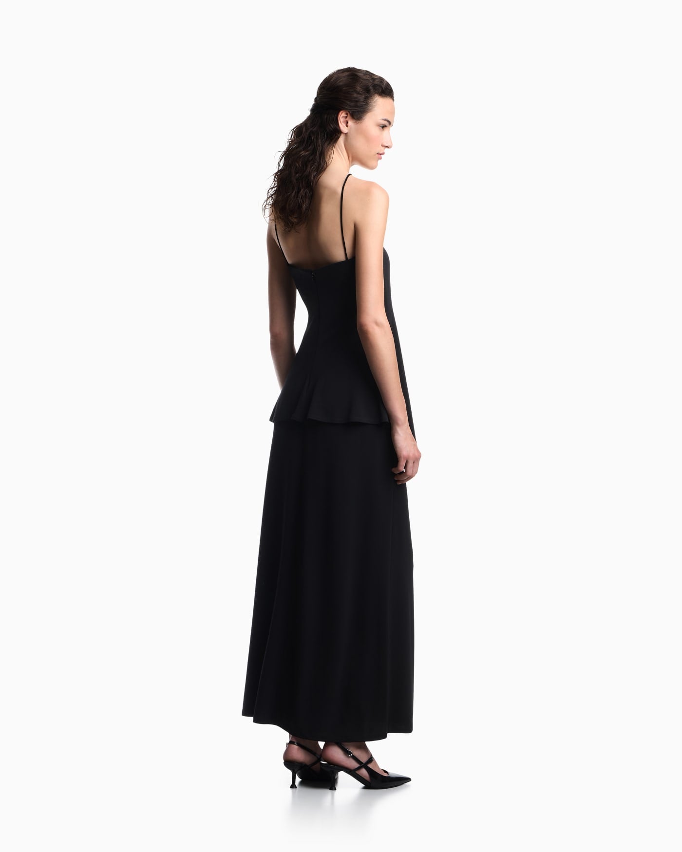 Two-piece effect crêpe dress in stretch viscose