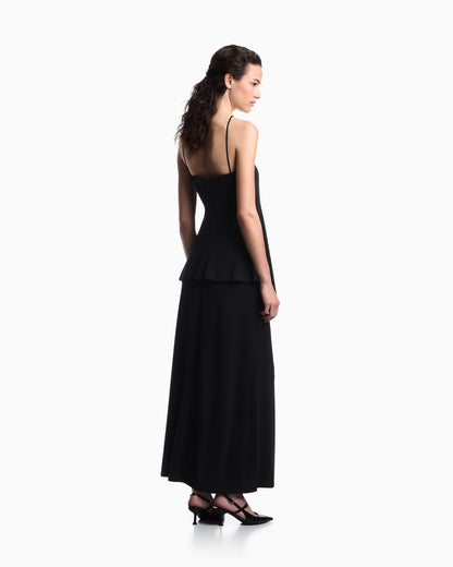 Two-piece effect crêpe dress in stretch viscose