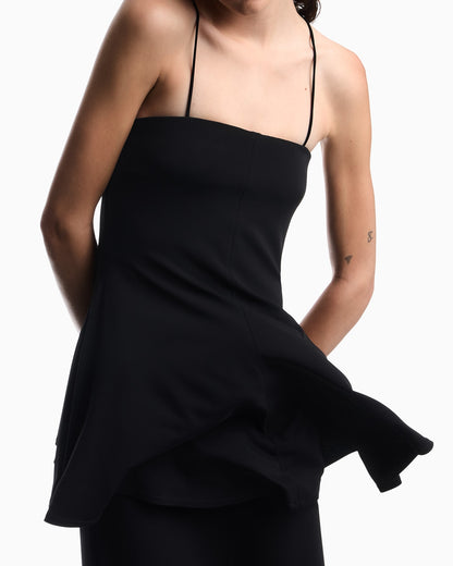 Two-piece effect crêpe dress in stretch viscose