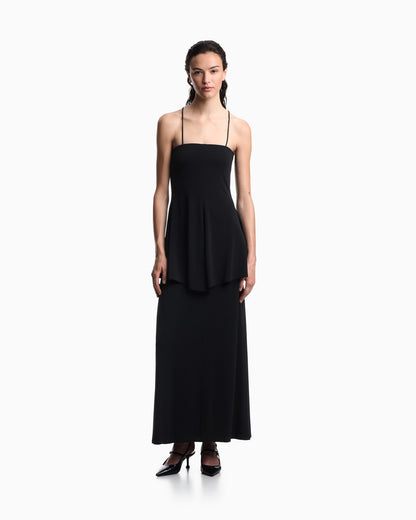 Two-piece effect crêpe dress in stretch viscose