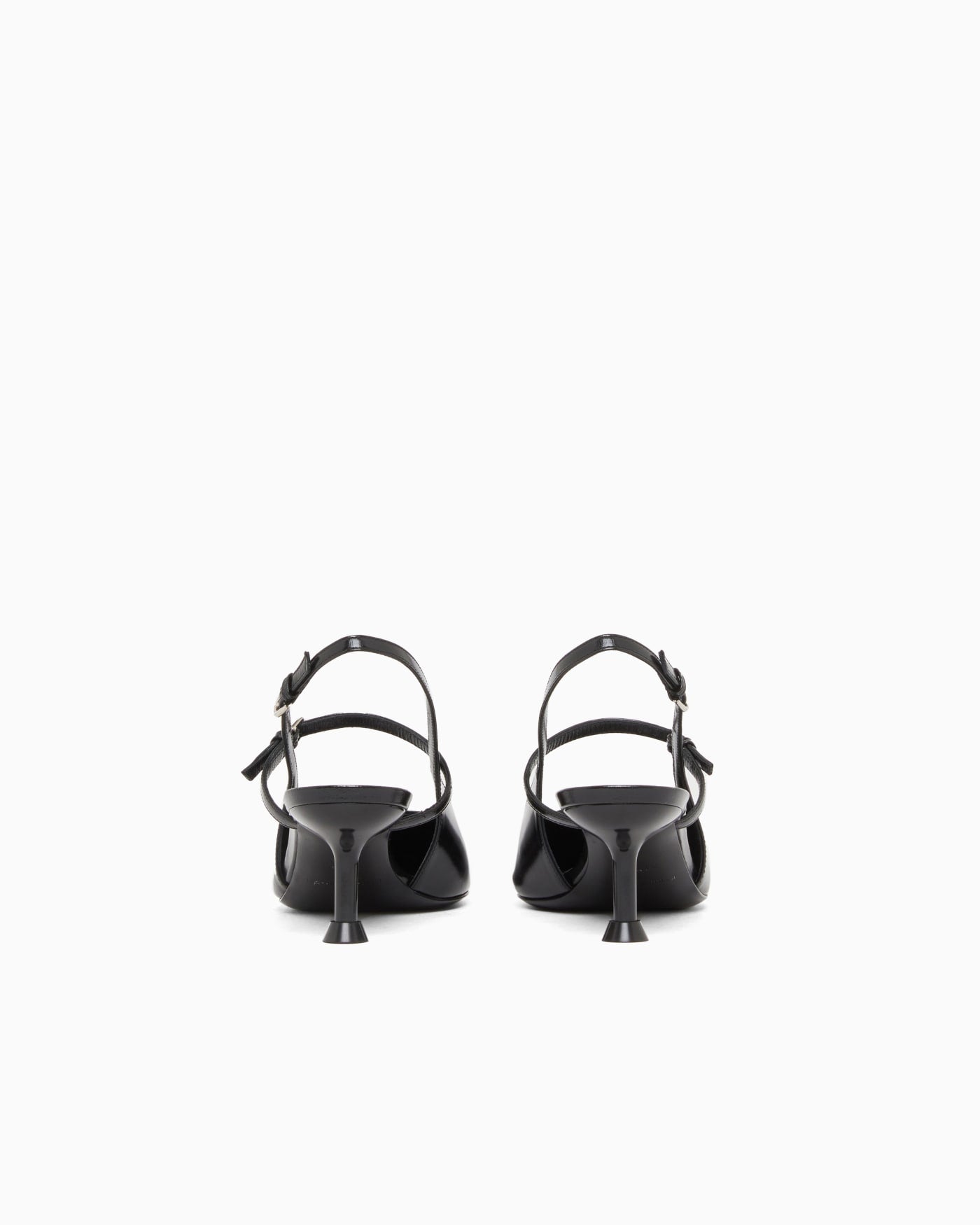 Shiny polished leather slingback court shoes