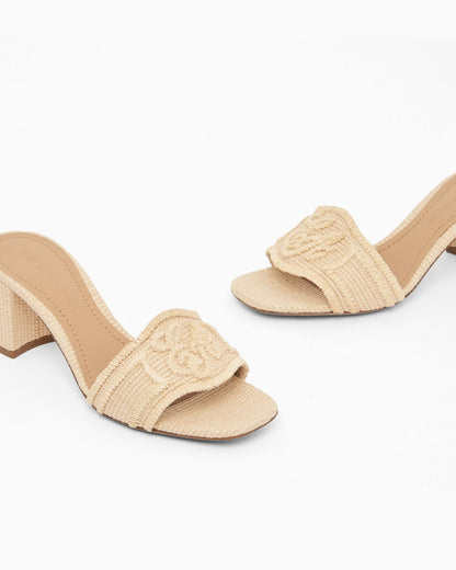 Woven raffia heeled sandals