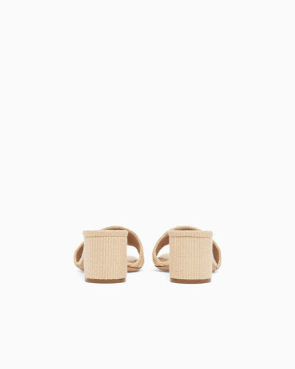 Woven raffia heeled sandals