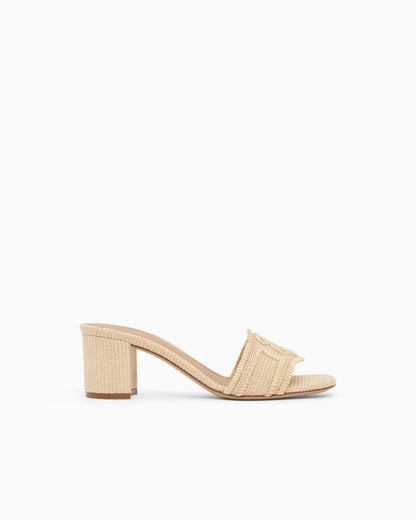 Woven raffia heeled sandals