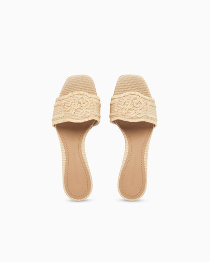 Woven raffia heeled sandals