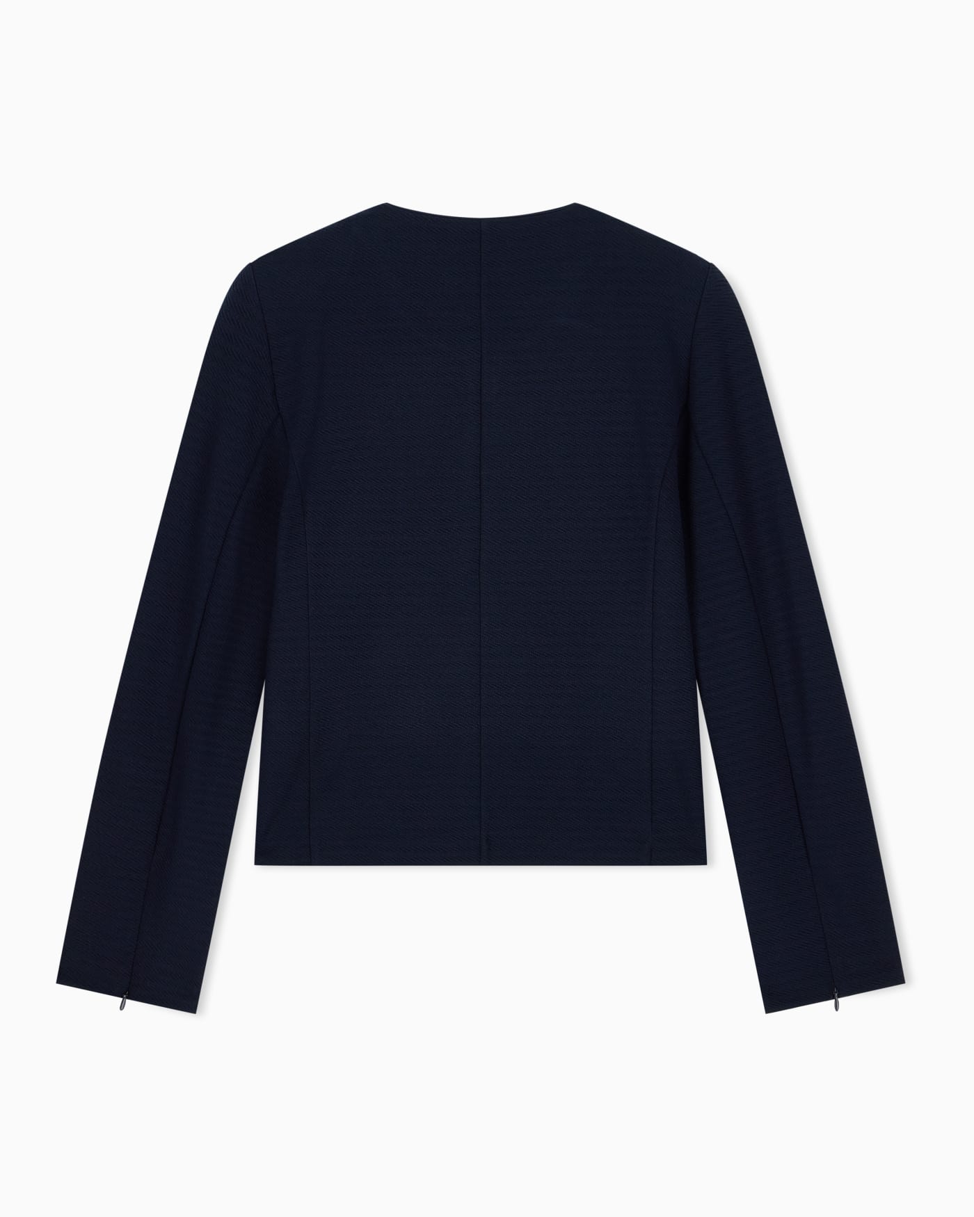 Slim-fit round-neck blazer in jacquard jersey with zipper
