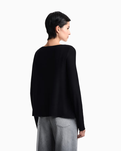 Long-sleeved jersey jumper with a jacquard relief pattern