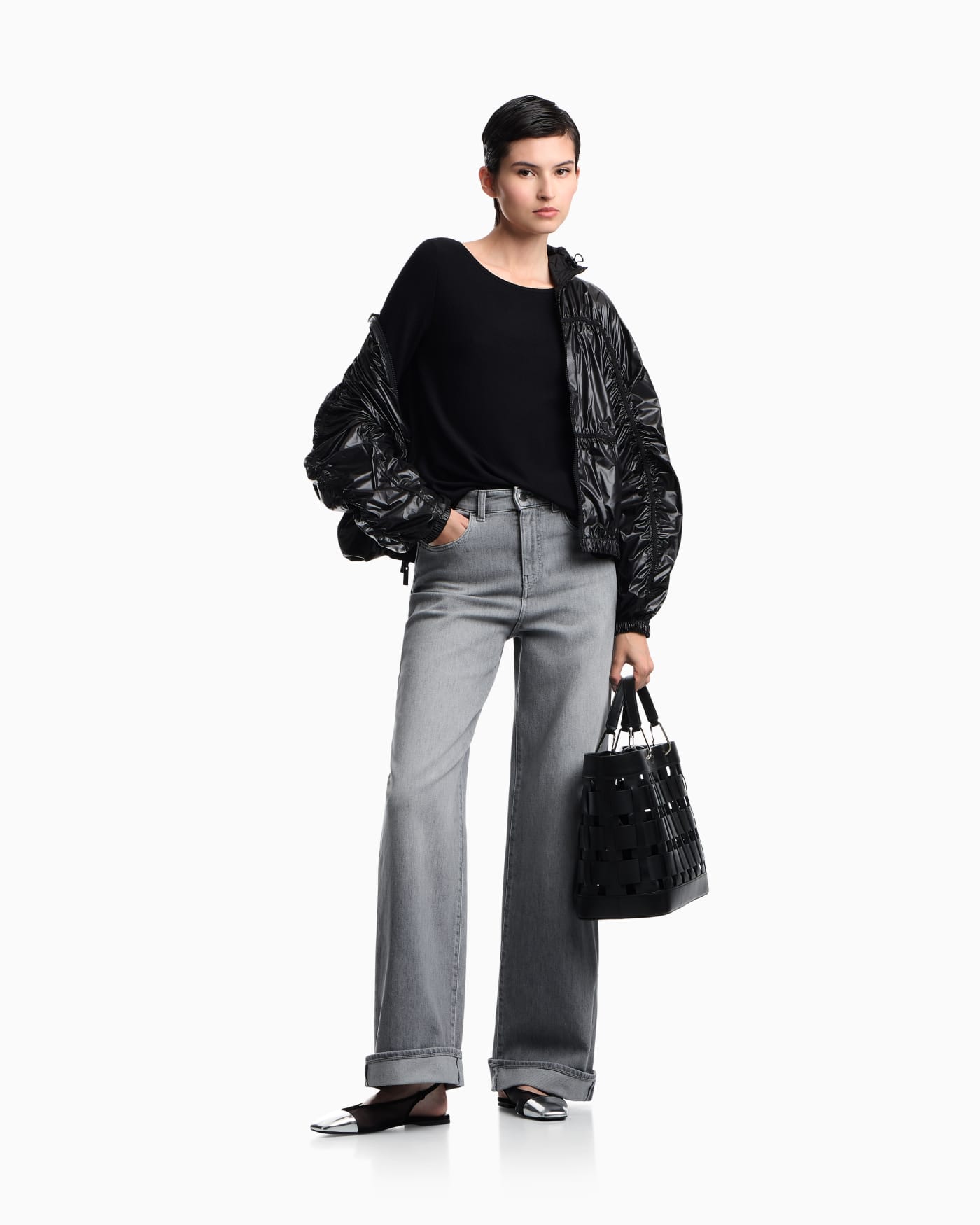 Long-sleeved jersey jumper with a jacquard relief pattern