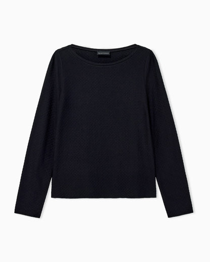 Long-sleeved jersey jumper with a jacquard relief pattern
