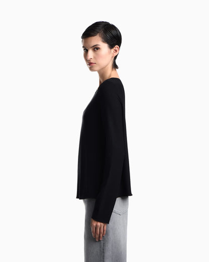 Long-sleeved jersey jumper with a jacquard relief pattern