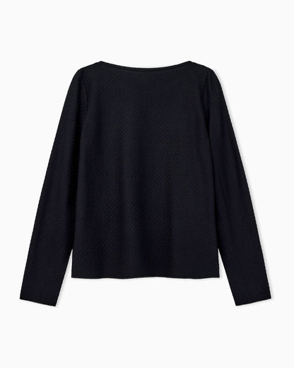 Long-sleeved jersey jumper with a jacquard relief pattern