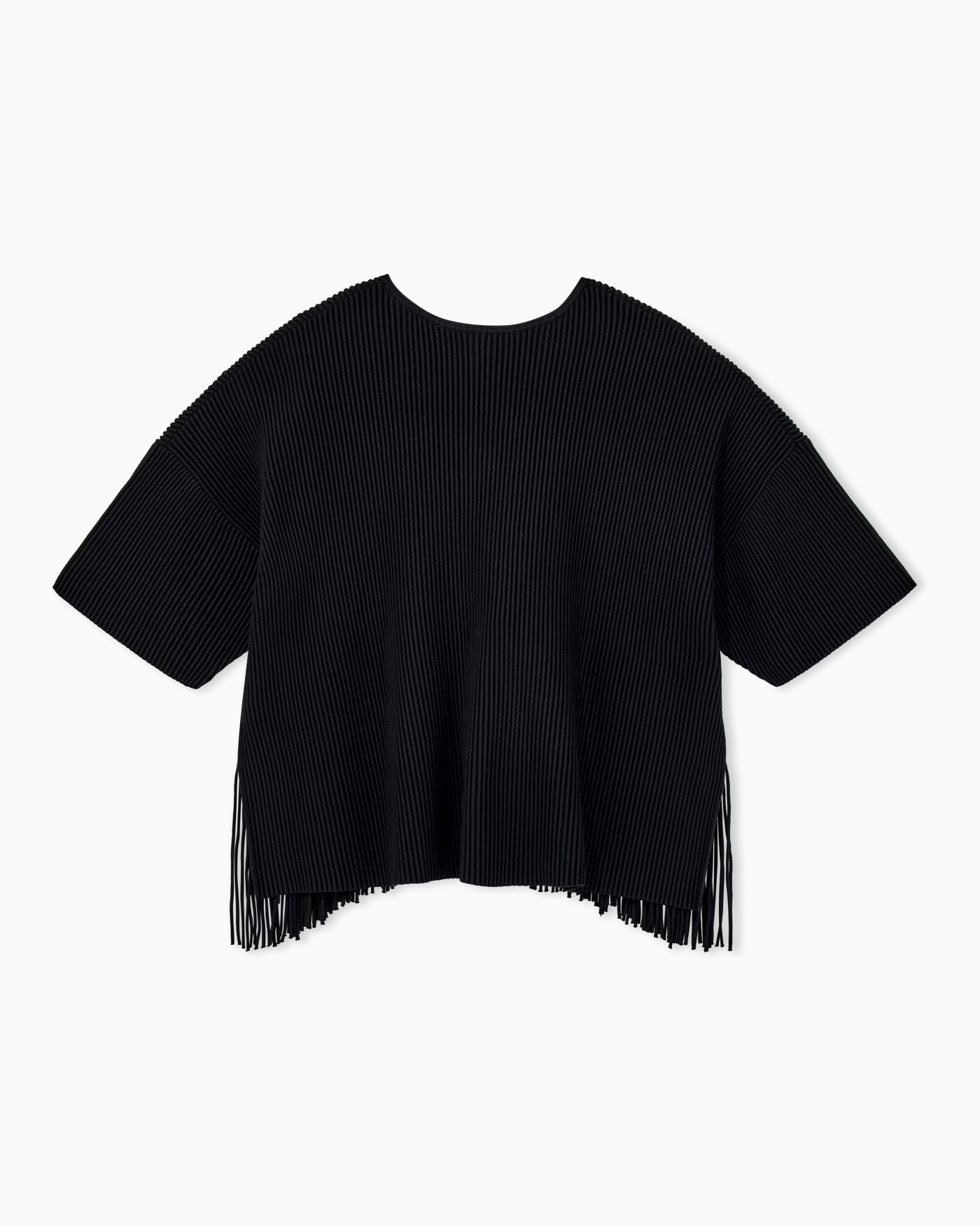 Cardigan in viscose ottoman with round neck and fringe
