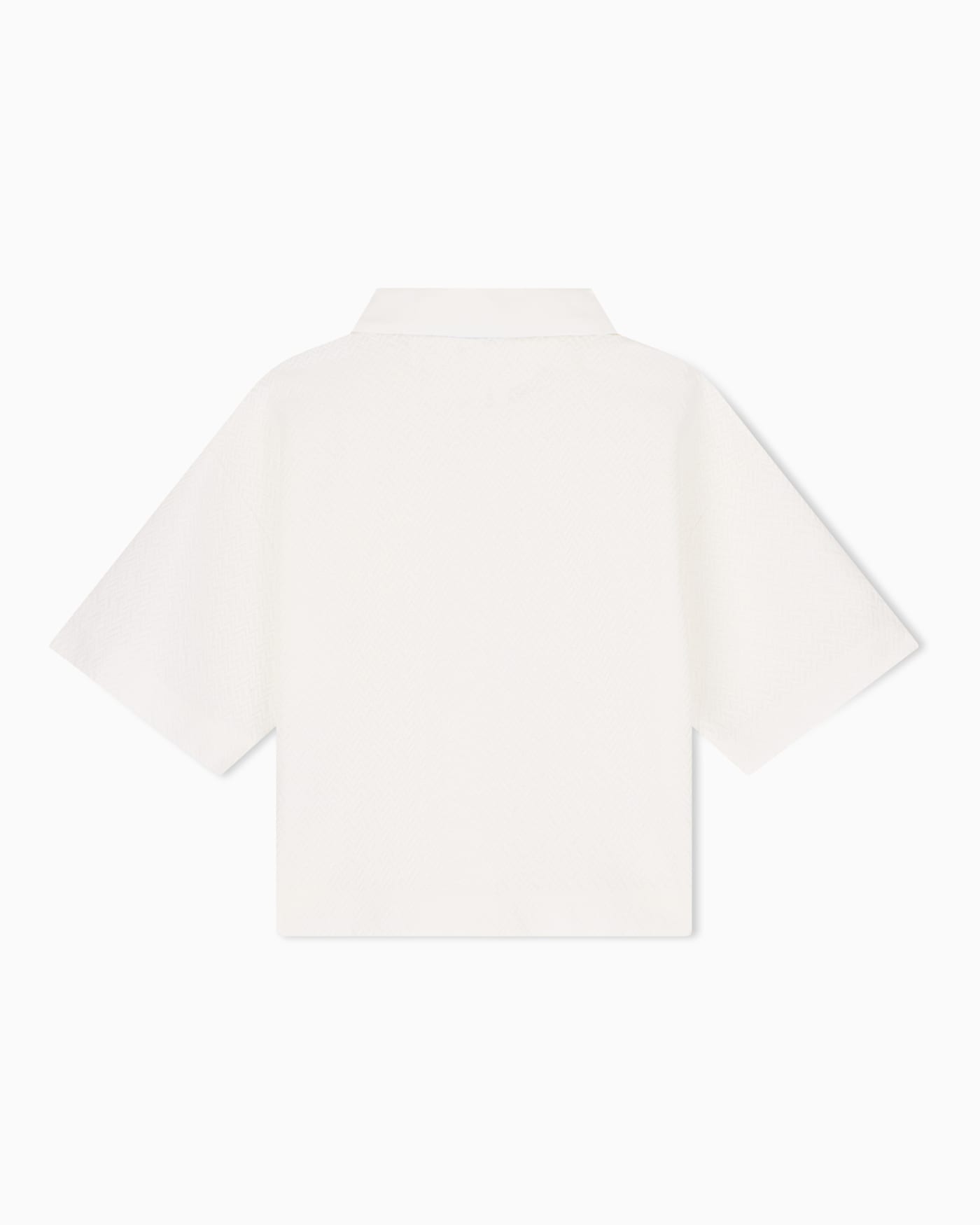 Short-sleeve shirt with double collar and chevron pattern