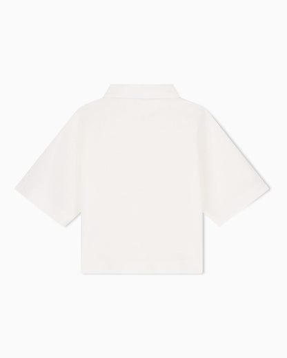 Short-sleeve shirt with double collar and chevron pattern