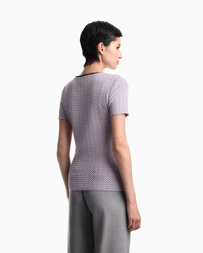Short-sleeve jumper in geometric jacquard jersey