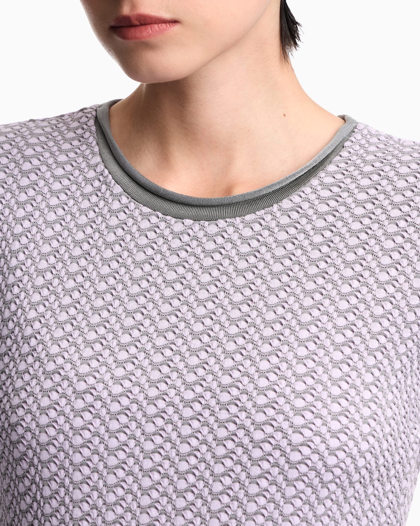 Short-sleeve jumper in geometric jacquard jersey