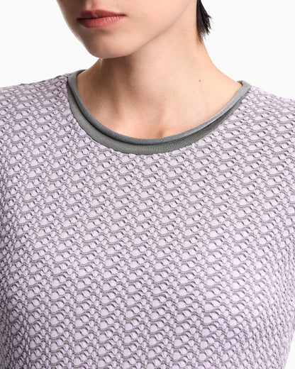 Short-sleeve jumper in geometric jacquard jersey