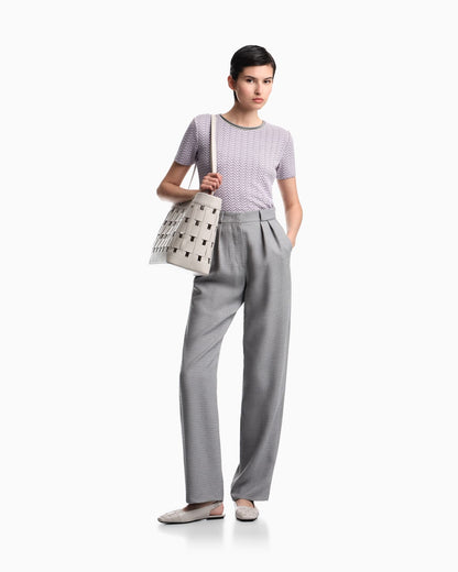 Short-sleeve jumper in geometric jacquard jersey