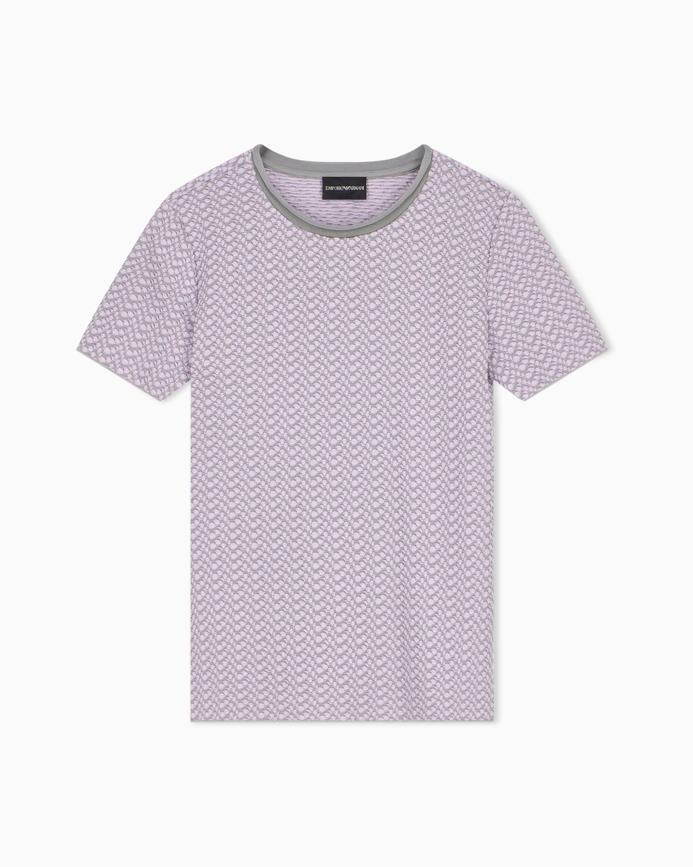 Short-sleeve jumper in geometric jacquard jersey