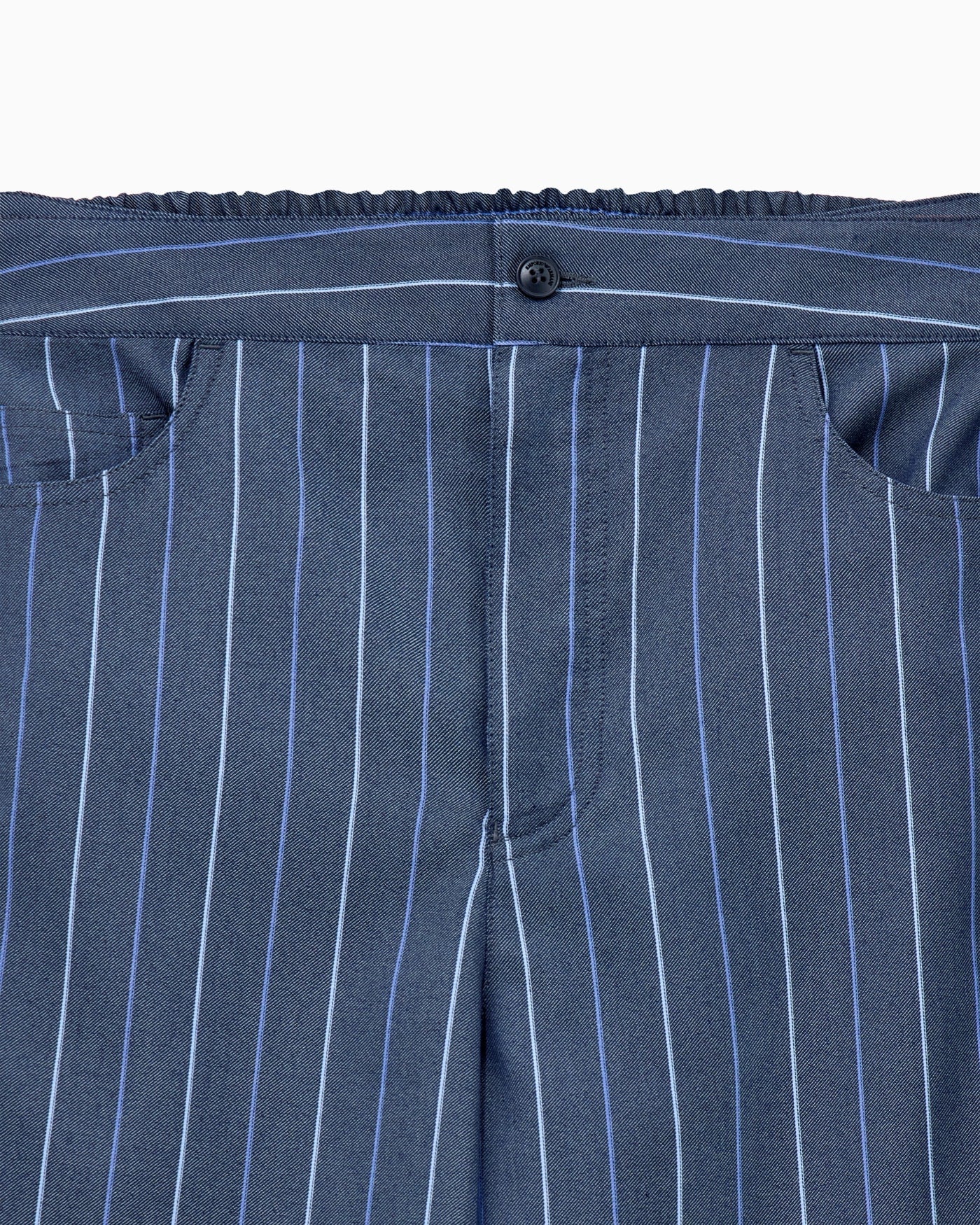 Trousers in jacquard striped denim with a wide leg