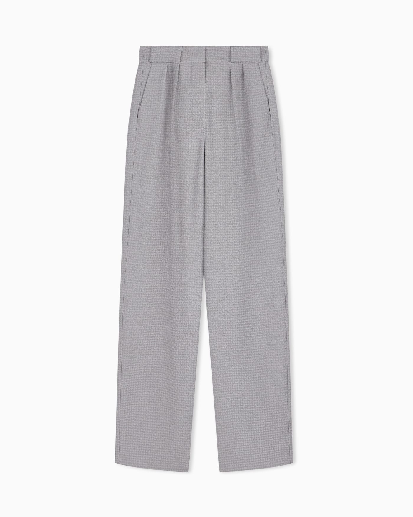 High-waisted trousers in houndstooth viscose and wool