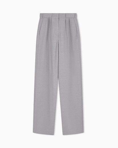 High-waisted trousers in houndstooth viscose and wool